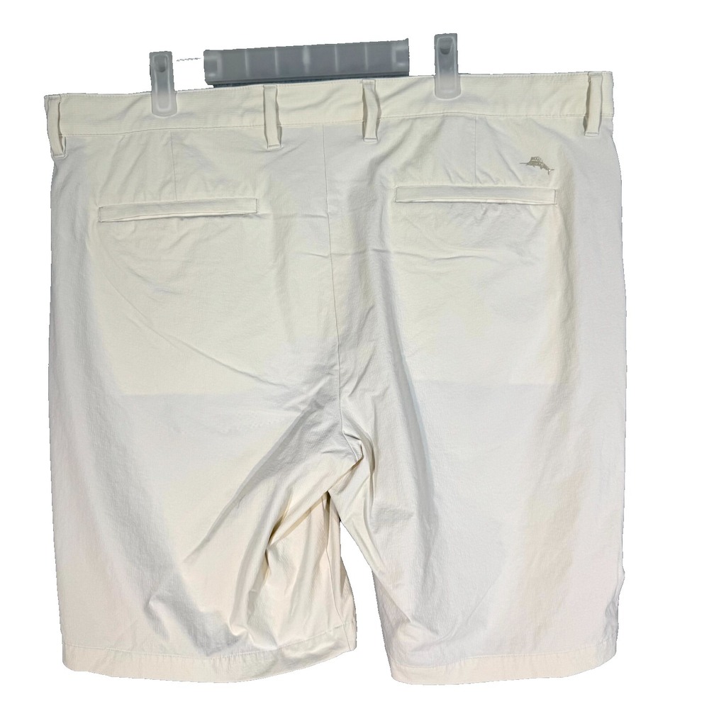 Tommy Bahama Mens Chino Shorts 40 Cream Nylon Stretch Mid-Rise Flat Front - Picture 2 of 7